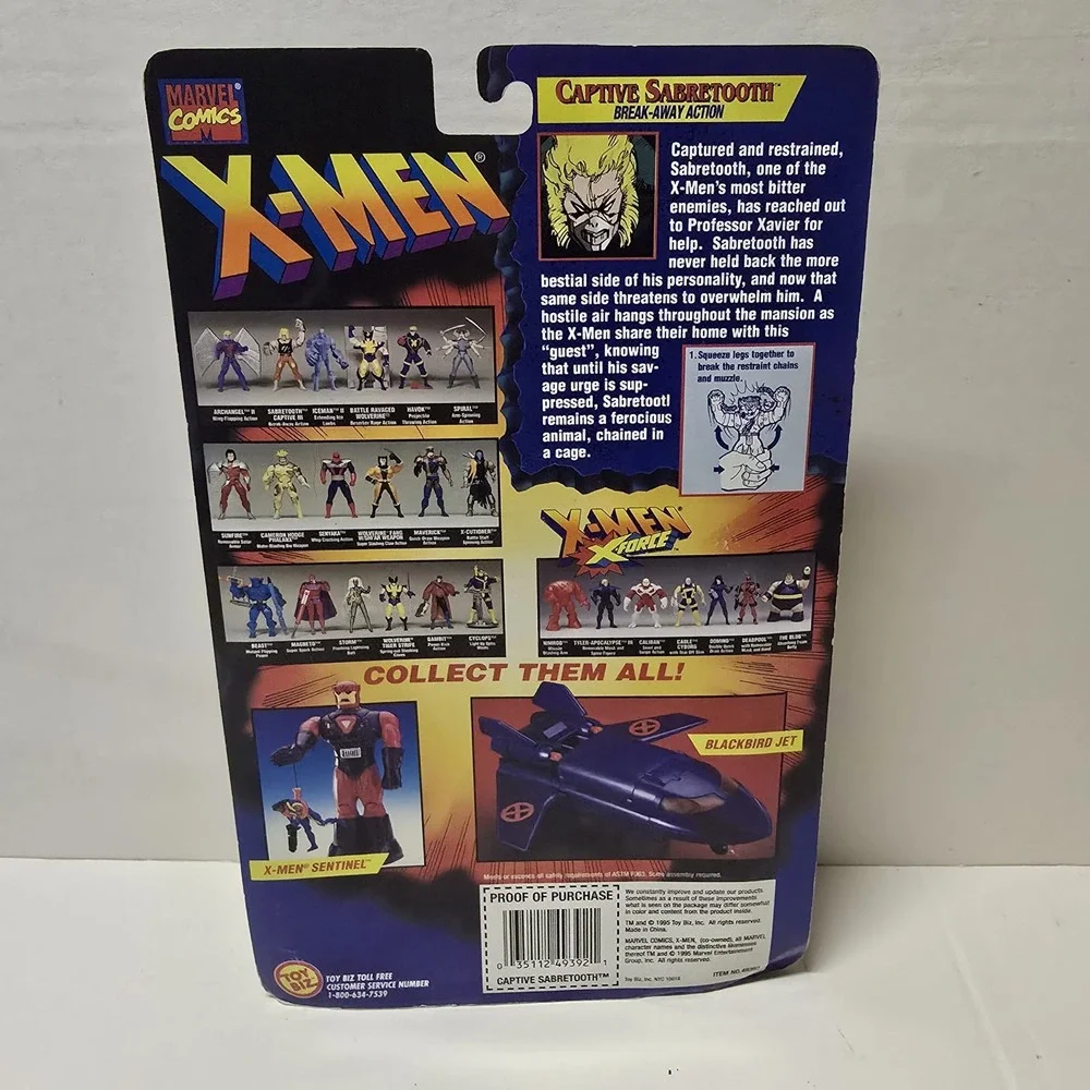 Toy Biz X-Men Invasion Series Captive Sabretooth Action Figure 1995 Marvel 49011